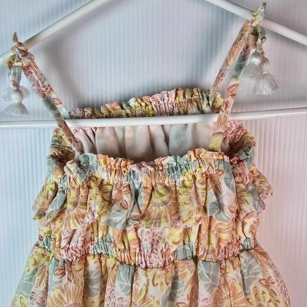 Tommy Bahama Girls Peach White Pink Sundress with Spaghetti Straps Size 5 Summer